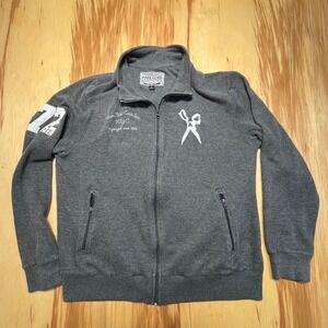 Mark Ecko Cut & Sew Gray Zip‎ Up Sweater Y2K